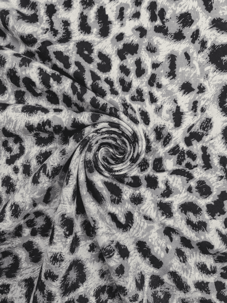 Elegant Silver & Black Cheetah Printed Linen 2Pc | Unstitched Suit (Shirt & Trouser) D-2242