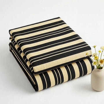 Ivory & Midnight Navy Linear Striped Linen 2Pc | Unstitched Suit (Shirt & Trouser) D-2244