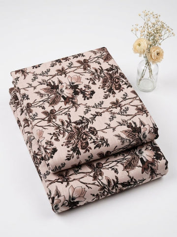 Soft Pink Vintage Floral Botanical Khaddar 2Pc | Unstitched Suit (Shirt & Trouser) D-2259