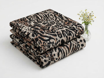 Beige & Charcoal Leopard Print Khaddar 2Pc | Unstitched Suit (Shirt & Trouser) D-2267