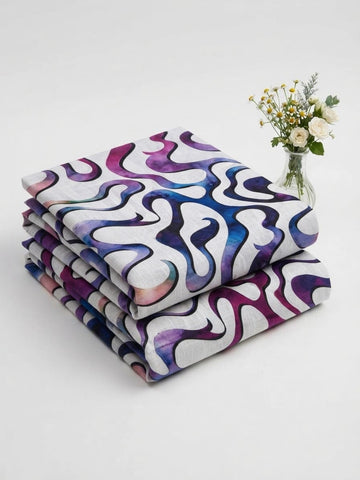 Vibrant White & Purple Abstract Khaddar 2Pc | Unstitched Suit (Shirt & Trouser) D-2270