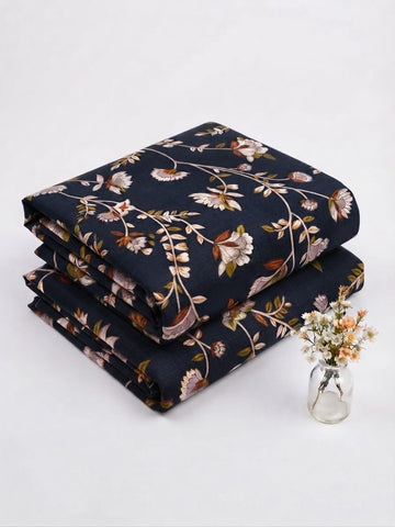 Navy Blue Floral Vine Print Khaddar 2Pc | Unstitched Suit (Shirt & Trouser) D-2274