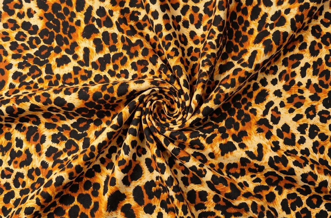 Premium Golden & Rust Leopard Printed Linen 2Pc | Unstitched Suit (Shirt & Trouser) D-2249