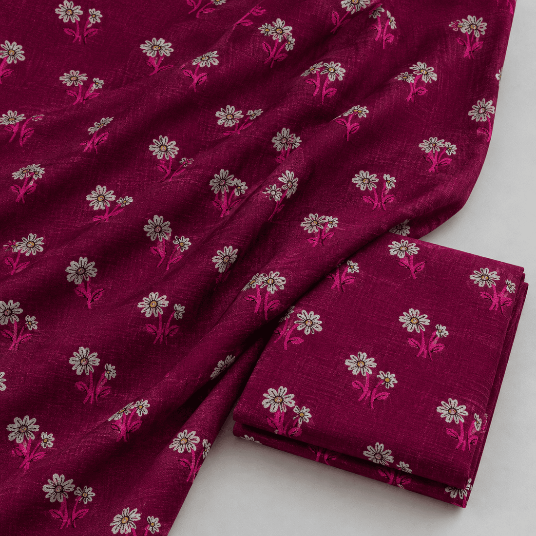 Elegant Deep Magenta Floral Printed Khaddar 2Pc | Unstitched Suit (Shirt & Trouser) D-2227