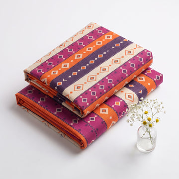Orange, Purple & Magenta Stripe Khaddar 2Pc | Unstitched Suit (Shirt & Trouser) D-2230