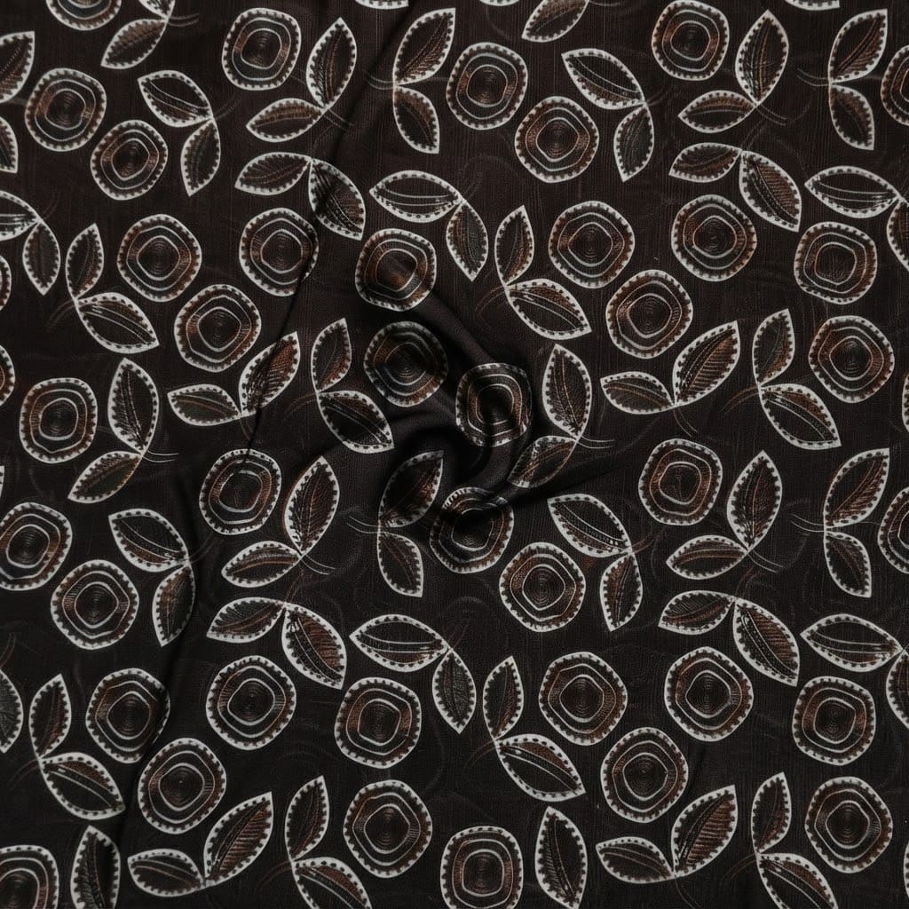 Deep  Brown Floral Leaf Motif Khaddar 2Pc | Unstitched Suit (Shirt & Trouser) D-2255