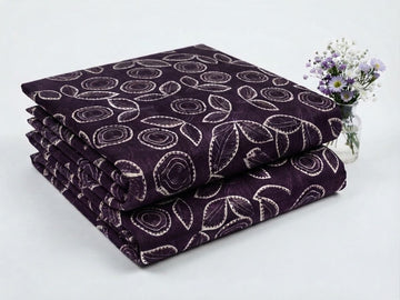 Deep Plum Purple Floral Leaf Motif Khaddar 2Pc | Unstitched Suit (Shirt & Trouser) D-2261