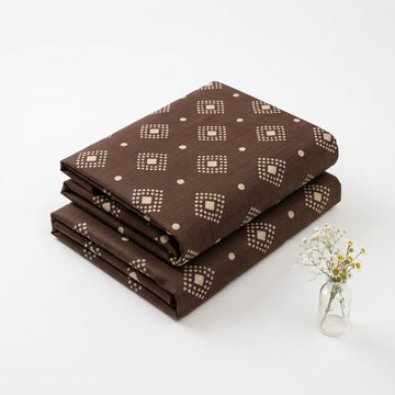 Brown & Beige Ajrak Style Printed Khaddar 2Pc | Unstitched Suit (Shirt & Trouser) D-2233