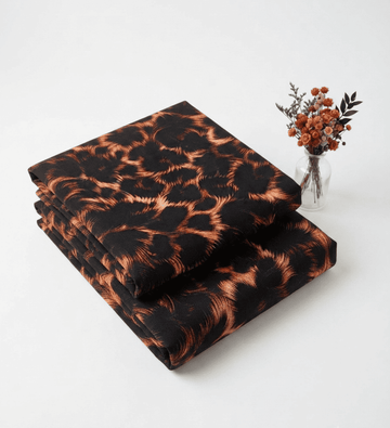Jet Black & Rust Bronze Printed Linen 2Pc | Unstitched Suit (Shirt & Trouser)D-2193