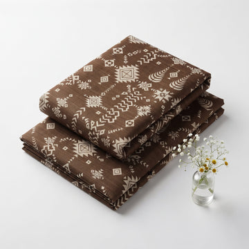 Chocolate Brown Geometric Khaddar 2Pc | Unstitched Suit (Shirt & Trouser) D-2228
