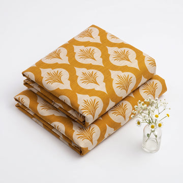 Mustard & Beige Block Print Khaddar 2Pc | Unstitched Suit (Shirt & Trouser) D-2229