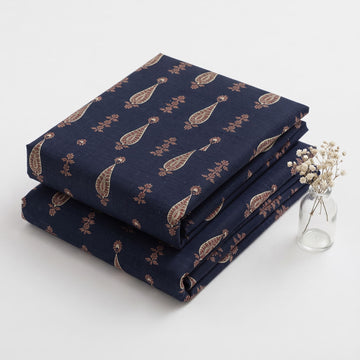 Midnight Blue Paisley Printed Khaddar 2Pc | Unstitched Suit (Shirt & Trouser) D-2225