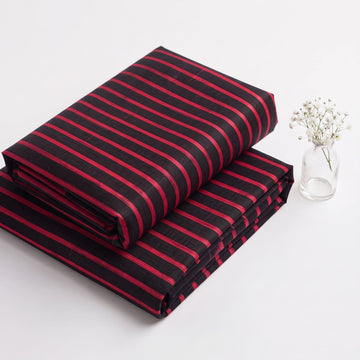 Black & Magenta Pink Striped Linen 2Pc | Unstitched Suit (Shirt & Trouser) D-2219