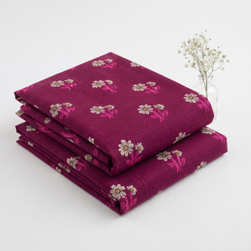 Elegant Deep Magenta Floral Printed Khaddar 2Pc | Unstitched Suit (Shirt & Trouser) D-2227