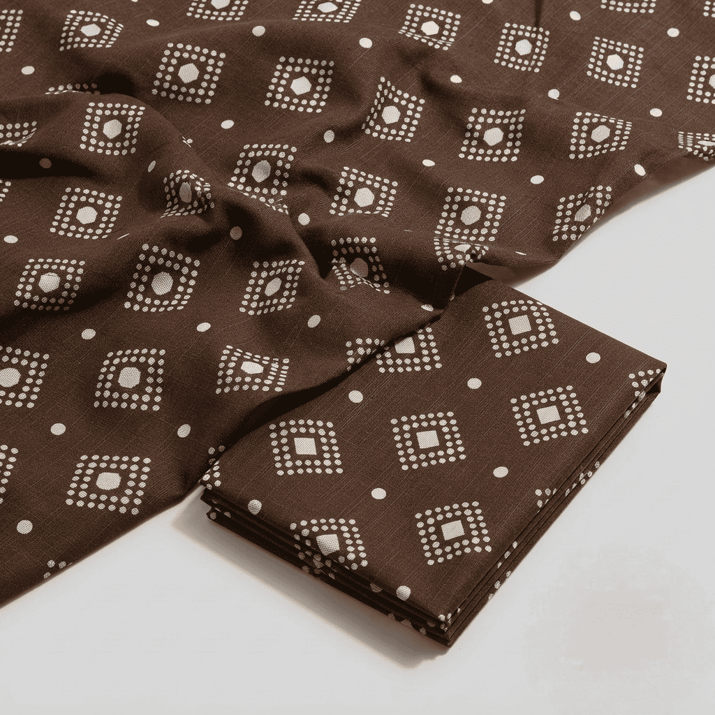 Brown & Beige Ajrak Style Printed Khaddar 2Pc | Unstitched Suit (Shirt & Trouser) D-2233