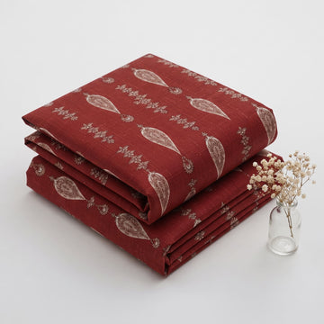 Crimson Red Paisley Print Khaddar 2Pc | Unstitched Suit (Shirt & Trouser) D-2226