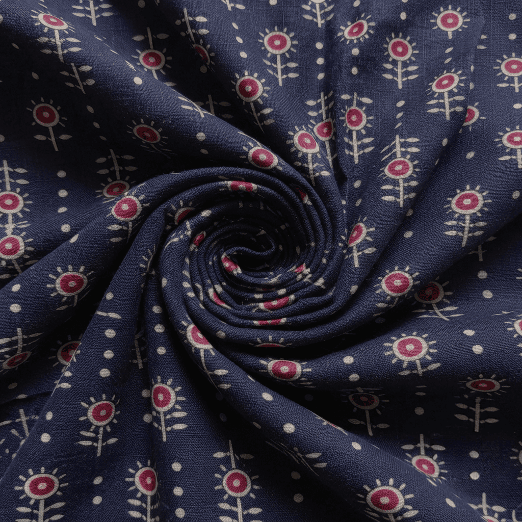 Navy & Deep Maroon Floral Printed Khaddar 2Pc | Unstitched Suit (Shirt & Trouser) D-2234