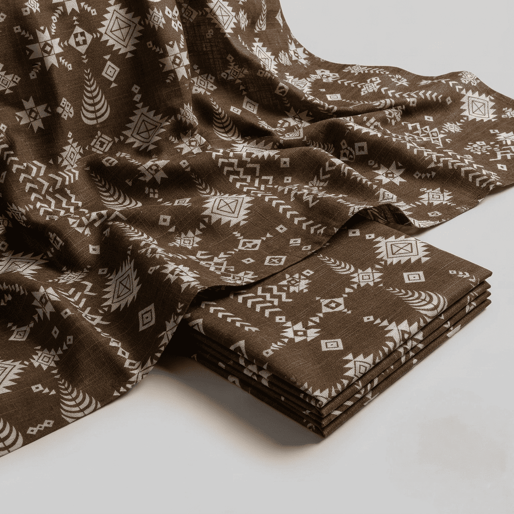 Chocolate Brown Geometric Khaddar 2Pc | Unstitched Suit (Shirt & Trouser) D-2228