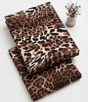 Elegant Brown & Black Cheetah Printed Linen 2Pc | Unstitched Suit (Shirt & Trouser) D-2248