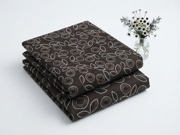 Deep  Brown Floral Leaf Motif Khaddar 2Pc | Unstitched Suit (Shirt & Trouser) D-2255