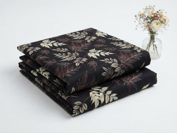 Charcoal Black Botanical Vine & Leaf Khaddar 2Pc | Unstitched Suit (Shirt & Trouser) D-2262
