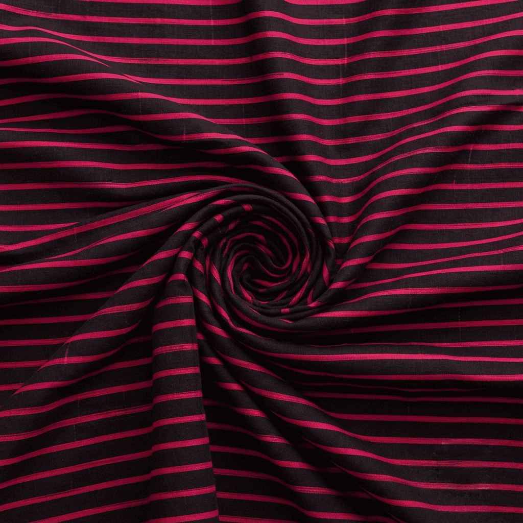 Black & Magenta Pink Striped Linen 2Pc | Unstitched Suit (Shirt & Trouser) D-2219
