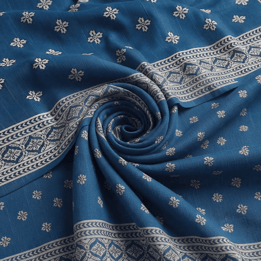Slate Blue Floral Printed Khaddar 2Pc | Unstitched Suit (Shirt & Trouser) D-2237