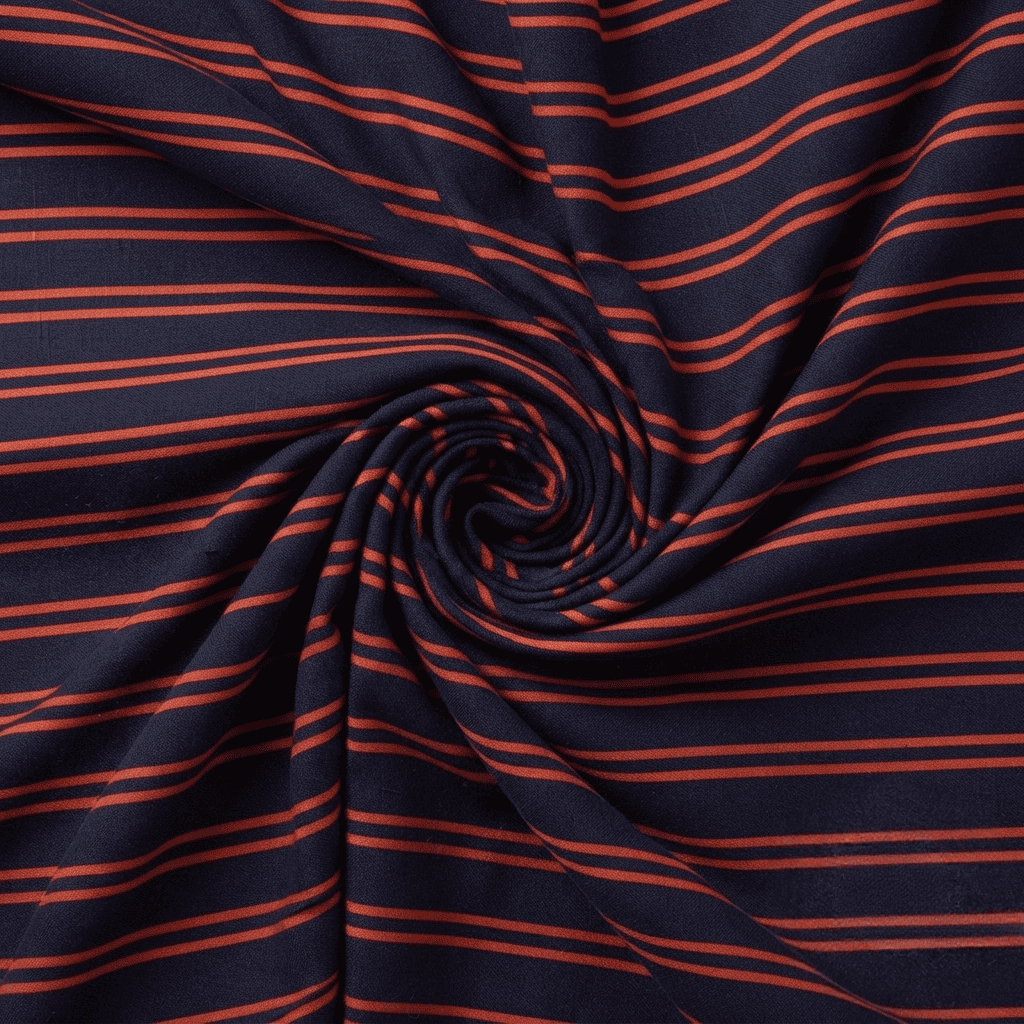 Navy Blue & Rust Pinstripe Printed Linen 2Pc | Unstitched Suit (Shirt & Trouser) D-2236