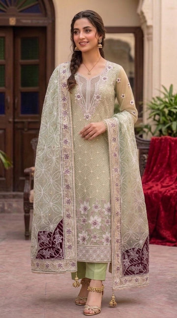 4pc Unstitched Embroidered Lava Organza Suit
