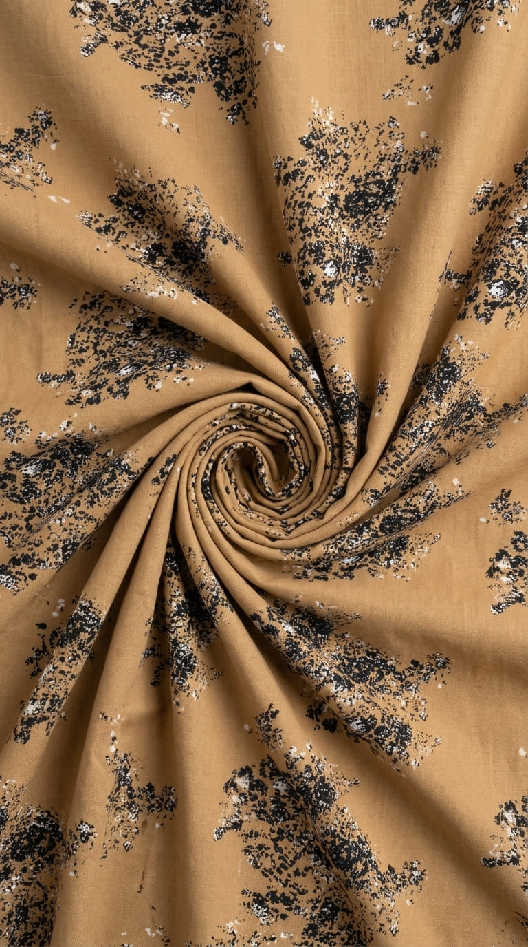 Elegant Golden & Black Abstract Printed Linen 2Pc | Unstitched Suit (Shirt & Trouser) D-2241