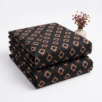 Black & Geometric Block Mosaic Khaddar 2Pc | Unstitched Suit (Shirt & Trouser) D-2222