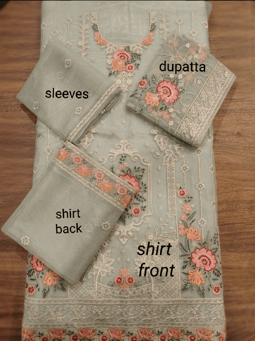 4pc Unstitched Embroidered Organza Suit D-2099