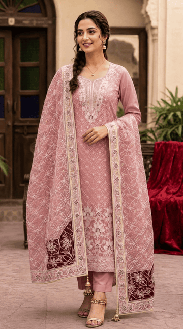 4pc Unstitched Embroidered Lava Organza Suit D-2103