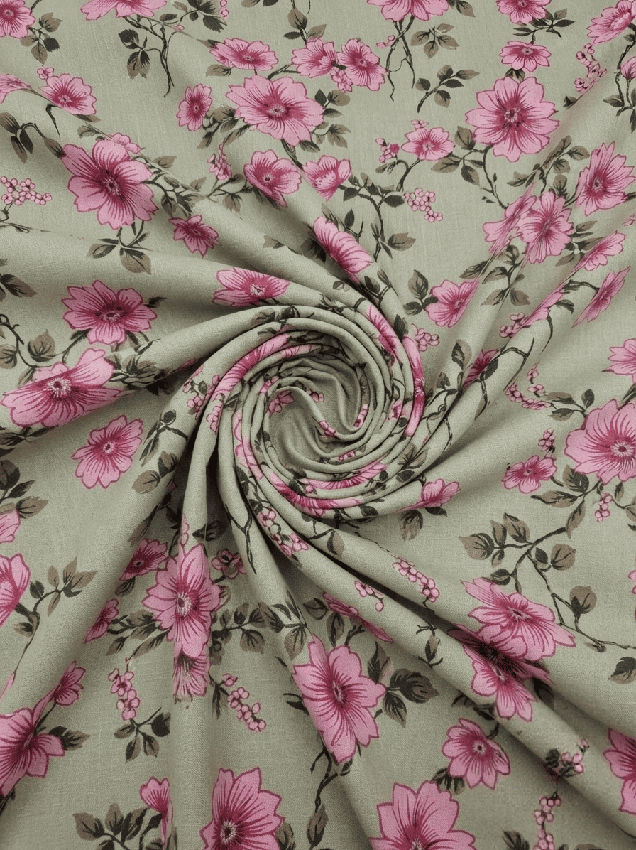 Unstitched Floral Printed Linen 2 Pc (Shirt/Trouser) D-2114