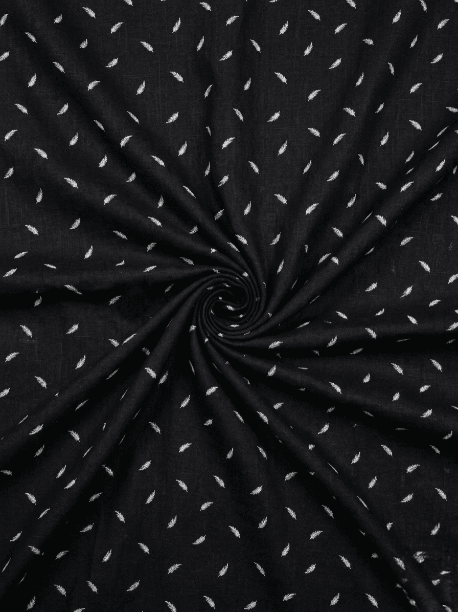 Classic Black & White Feather Printed 2Pc | Unstitched Linen Suit D-2146