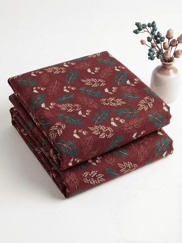 Deep Burgundy & Teal Green Printed 2Pc | Unstitched Linen Suit D-2160