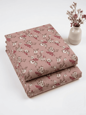 Dusty Rose & Cream Ditsy Wildflower Printed 2Pc | Unstitched Linen Suit D-2158