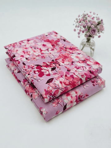Soft Pink Floral Cherry Blossom Printed Linen 2Pc | Unstitched Suit (Shirt & Trouser) D-2186