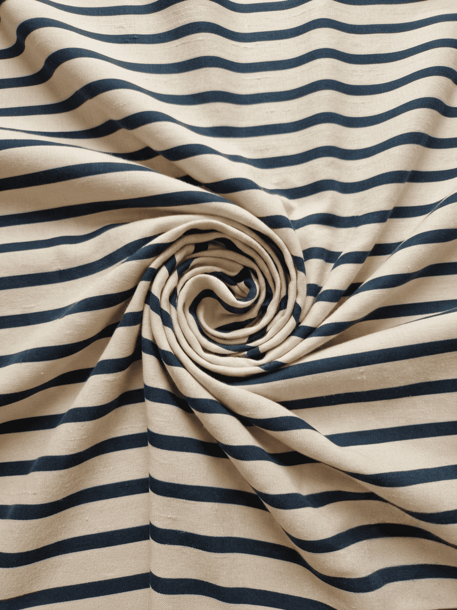 Beige & Midnight Blue Striped Linen 2Pc | Unstitched Suit (Shirt & Trouser) D-2194