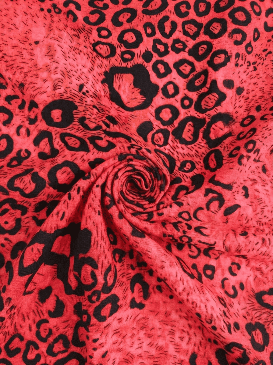 Vibrant Pinkish Red & Black Printed Linen 2Pc | Unstitched Suit (Shirt & Trouser)D-2196