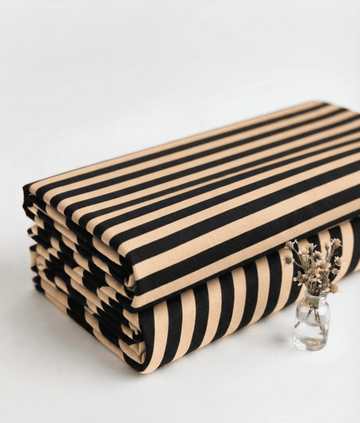 Beige & Midnight Blue Striped Linen 2Pc | Unstitched Suit (Shirt & Trouser) D-2194