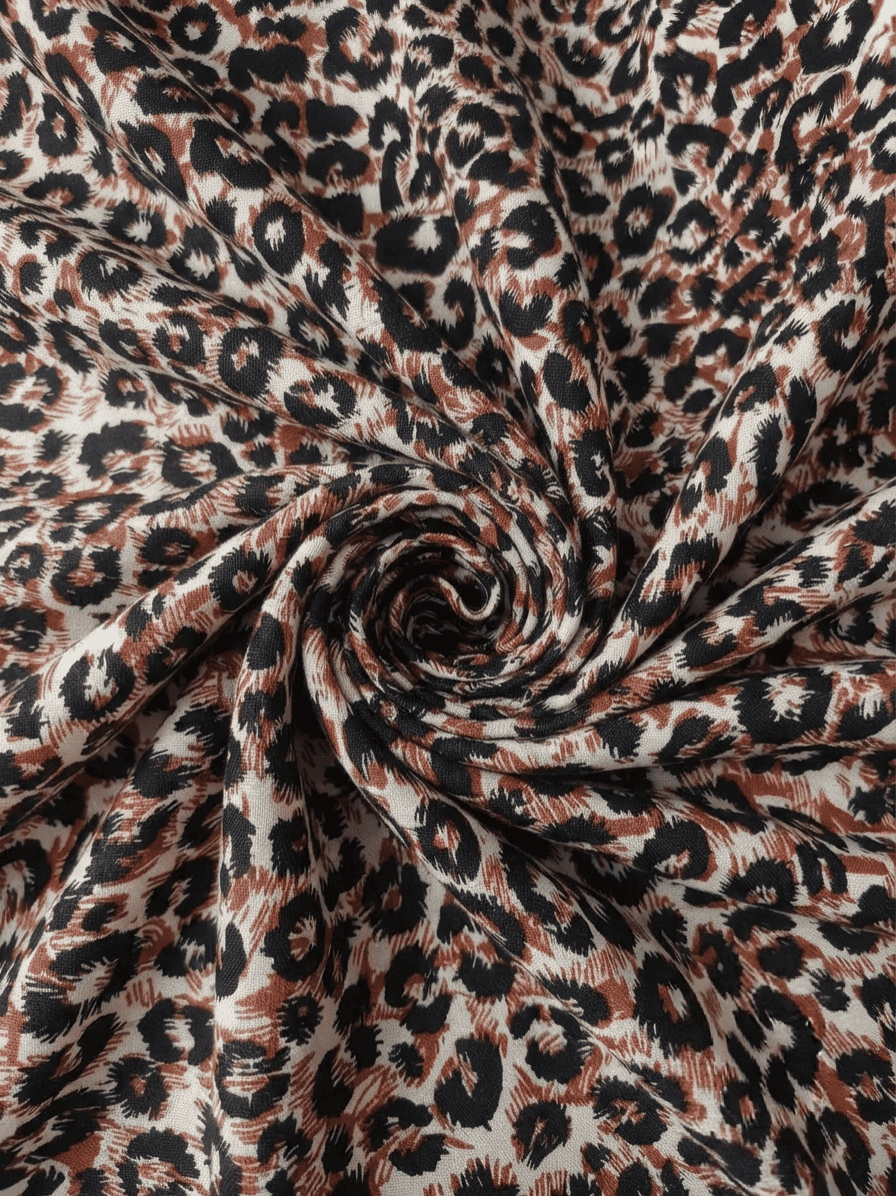 Beige, Mocha & Black Cheetah  Printed Linen 2Pc | Unstitched Suit (Shirt & Trouser) D-2218