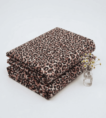 Beige, Mocha & Black Cheetah  Printed Linen 2Pc | Unstitched Suit (Shirt & Trouser) D-2218