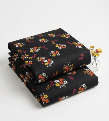 Black & Multi-Color Floral Printed Linen 2Pc | Unstitched Suit (Shirt & Trouser) D-2212