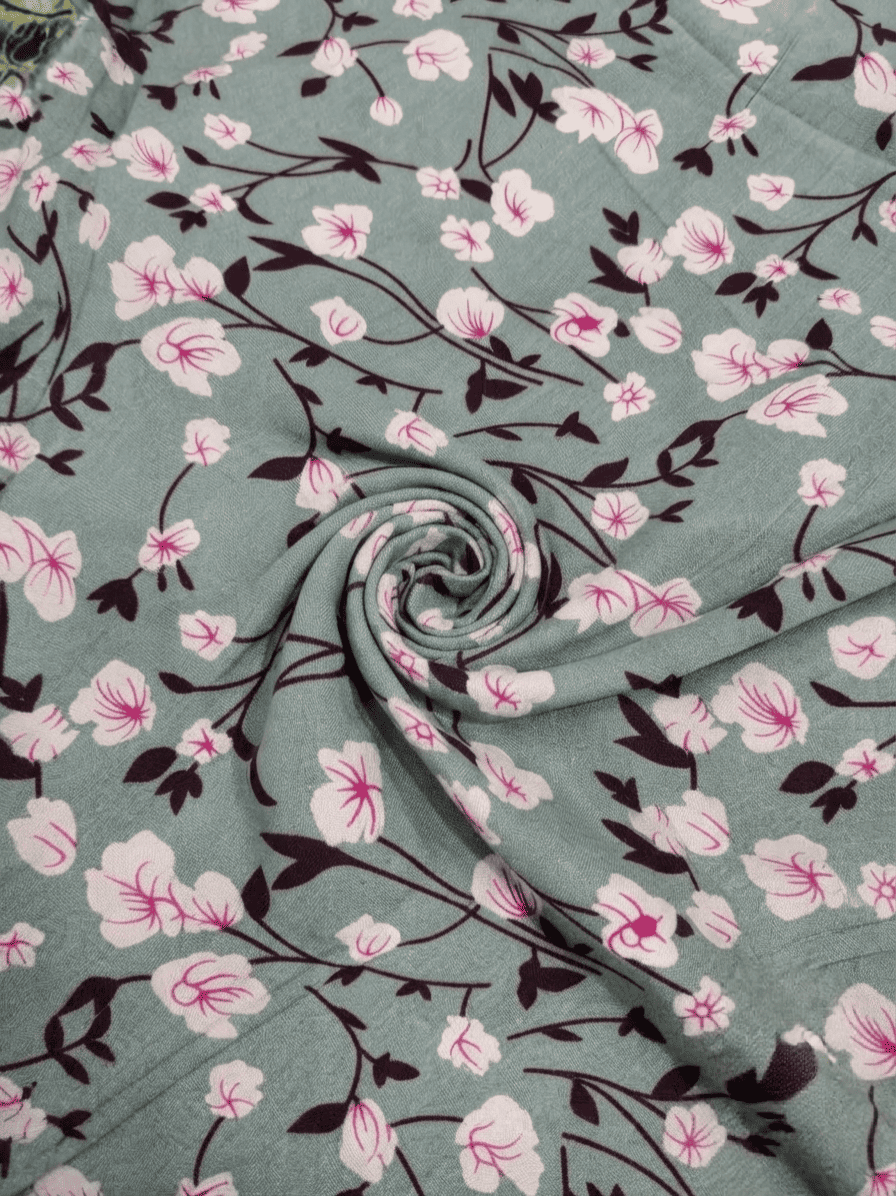 Dusty Mint Green & Soft Pink Printed Linen 2Pc | Unstitched Suit (Shirt & Trouser) D-2213