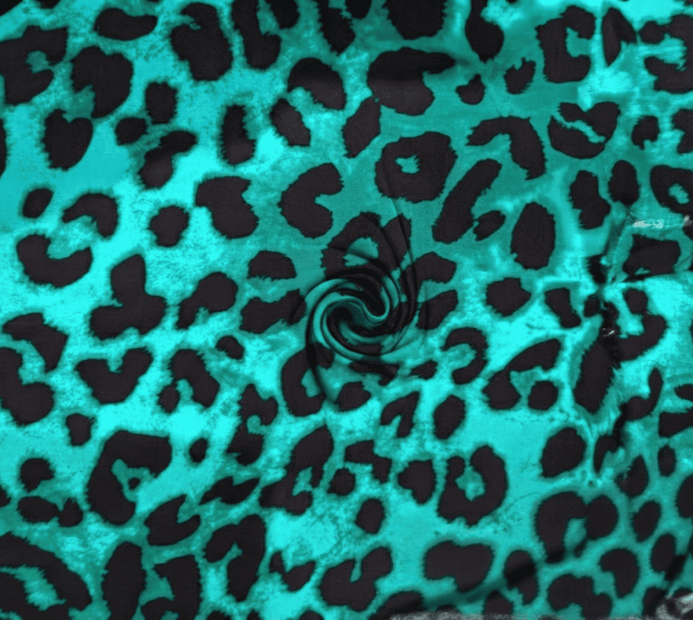 Teal Green & Black Leopard Printed Linen 2Pc | Unstitched Suit (Shirt & Trouser) D-2207