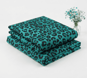 Teal Green & Black Leopard Printed Linen 2Pc | Unstitched Suit (Shirt & Trouser) D-2207
