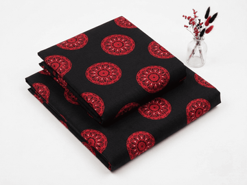 Black & Red Geometric Printed Linen 2Pc | Unstitched Suit (Shirt & Trouser) D-2208