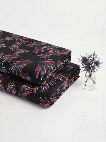 Elegant Black & Royal Crimson Printed Linen 2Pc | Unstitched Suit (Shirt & Trouser) D-2216