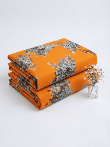 Orange & Teal Abstract Printed Linen 2Pc | Unstitched Suit (Shirt & Trouser) D-2202